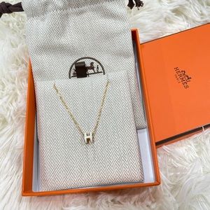 SOLD Hermes mini H necklace, gold hardware